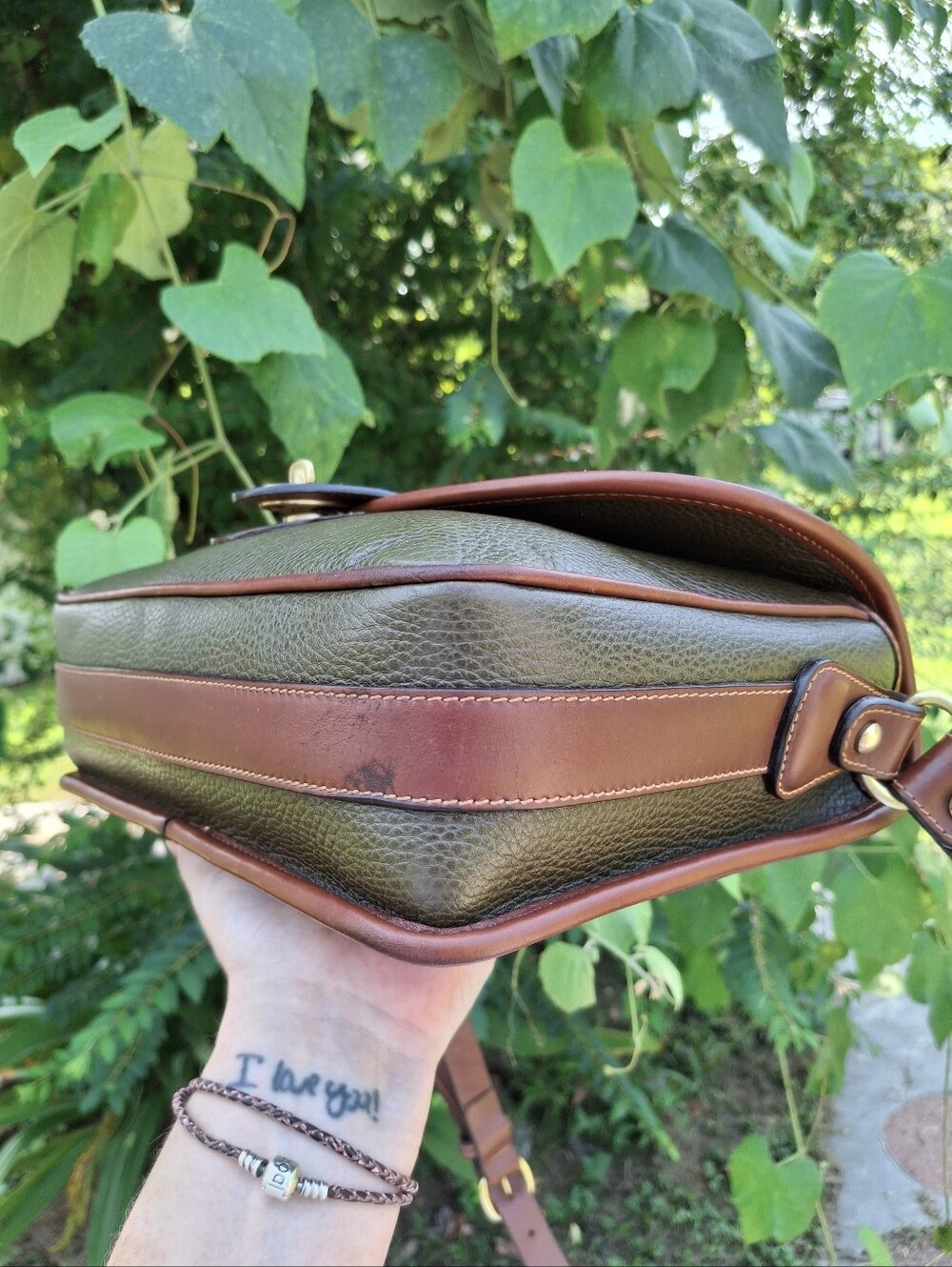 VTG 1995 Coach Glenwood Sheridan Olive/British Tan Shoulder/Crossbody Bag #4225 - Picture 9 of 16